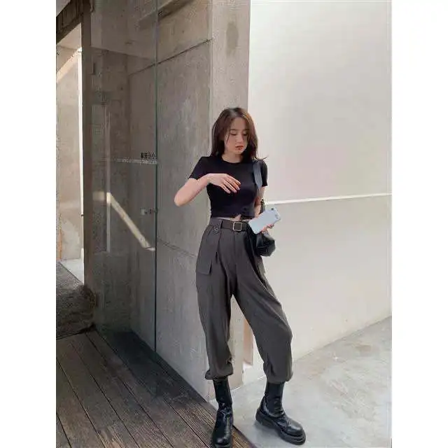 Женские повседневные модные брюки с высокой талией в стиле хип-хоп для танцев