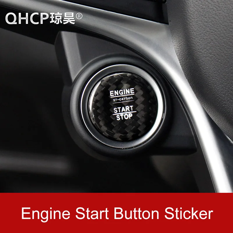 

QHCP Car Engine Start Stop Button Cover Trim Ignition Device Sticker Real Carbon Fiber For Alfa Romeo Giulia Stelvio Accessorie