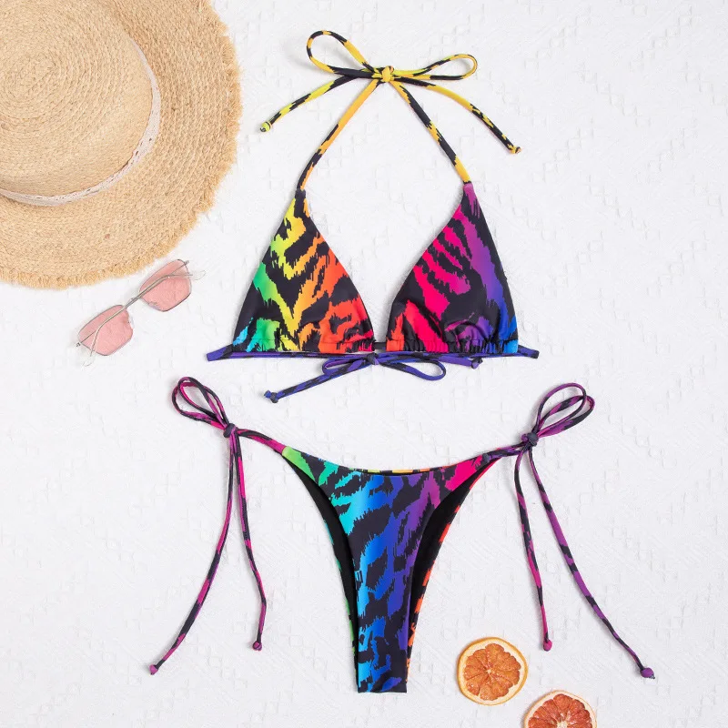 

Micendy Leopard Bikinis Sexy Swimsuit Women String Bathing Suit Bandage Beachwear Halter Print Swimwear Micro Thong Bikini Sets