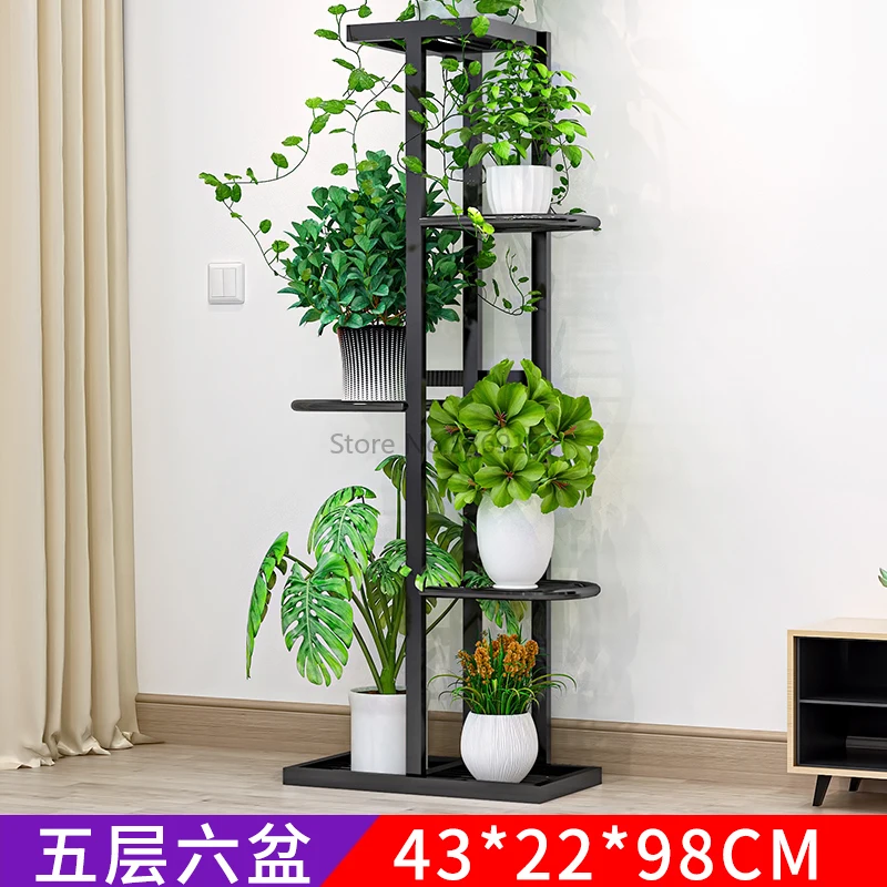 Flower Shelf Nordic Indoor Home Balcony Decoration Rack Wrought Iron Living Room Simple Flower Pot Multi-layer Rack - Цвет: Синий