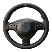 car steering wheel cover soft black genuine leather for bmw m sport e46 330i 330ci e39 540i 525i 530i m3 e46 m5 e39
