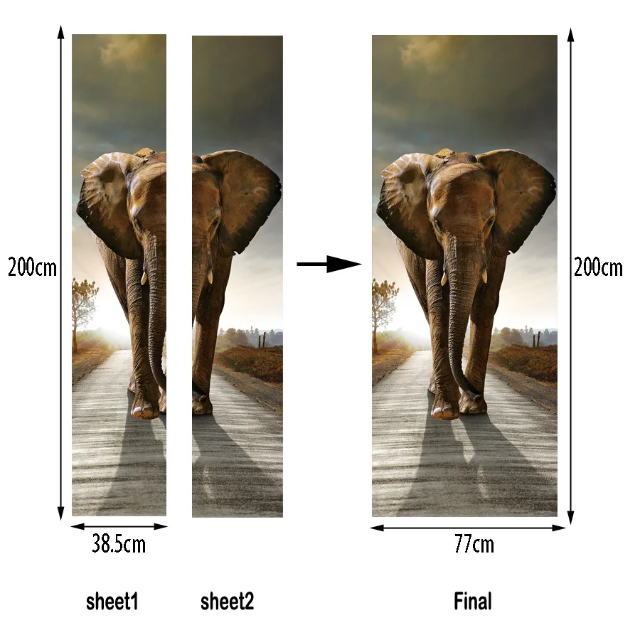 3D наклейки на дверь с замком слоном украшение для двери гостиной спальни
