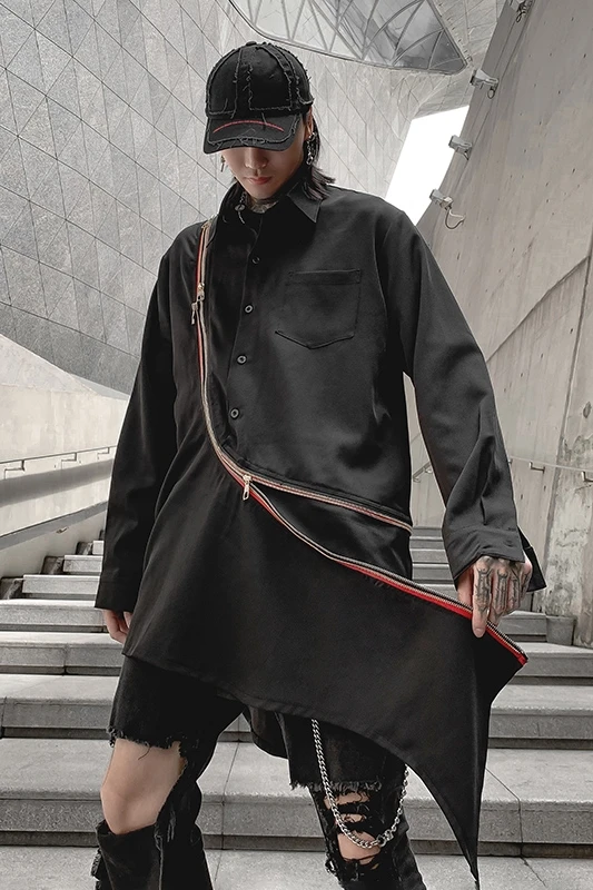 Мужская Готическая рубашка оверсайз в темноте подиумная уличная футболка с