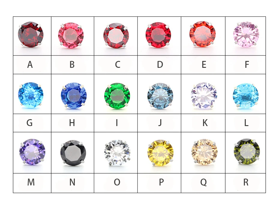 

8MM Crystal Earrings Fashion Simple Prong Setting Cubic Zirconia MutiColor Stud Earrings For Women Multi-color Classic Jewelry