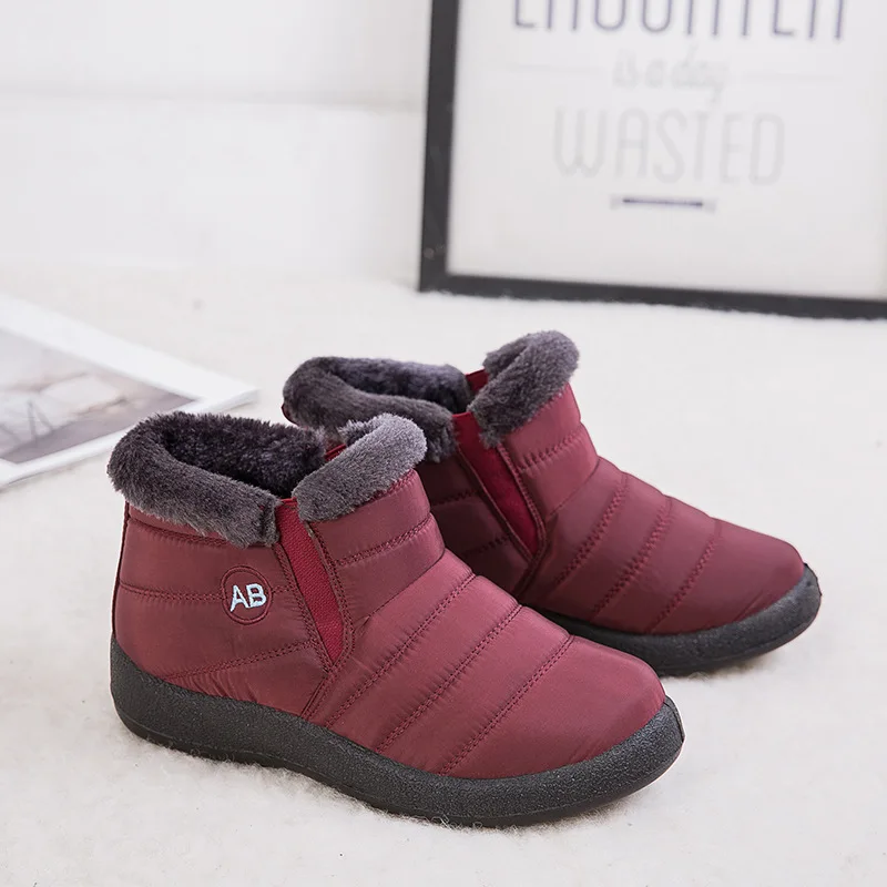 Женские ботинки водонепроницаемые зимние женские короткие плюшевые Теплые
