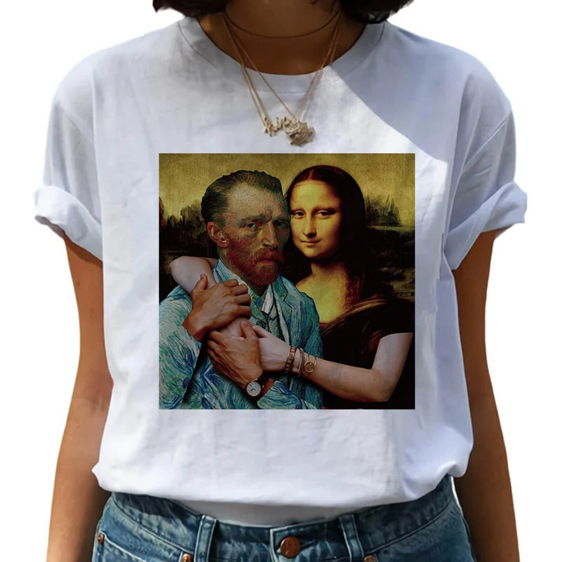 Van Gogh Рисование маслом Harajuku футболки женские Van Goghing Van Gone Забавные футболки 90s футболка с изображением модные футболки женские - Цвет: 8480