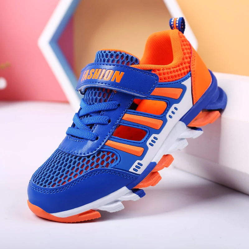 J & G Kasual Anak Laki-laki Sepatu Royal Blue Remaja Pelatih Musim Panas Mesh Anak-anak Sekolah Sepatu Nyaman Besar Mahasiswa Anak sepatu Olahraga