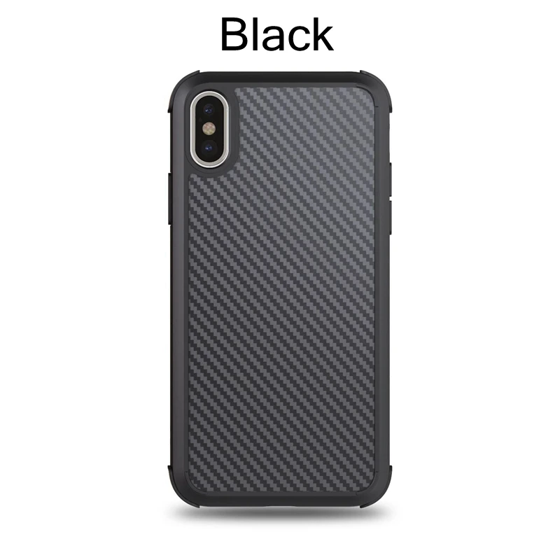Черный Ударопрочный чехол из углеродного волокна для iPhone 11 Pro X XS MAX XR 7 8 6 6S Plus, мягкий силиконовый резиновый матовый тонкий защитный чехол - Цвет: Черный