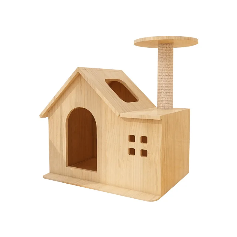 

Cat climbing frame nest cat tree integrated solid wood small multi-storey cat climbing column original double deck luxury villa