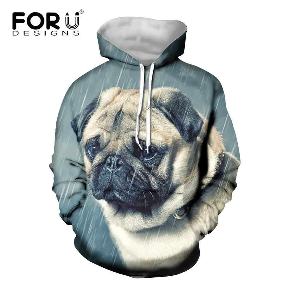 

FORUDESIGNS Mens Realistic Dog Photography Pattern Hoodies Large Size Top Blouse Pullover with Hat Leisure Hooded Hot Sales
