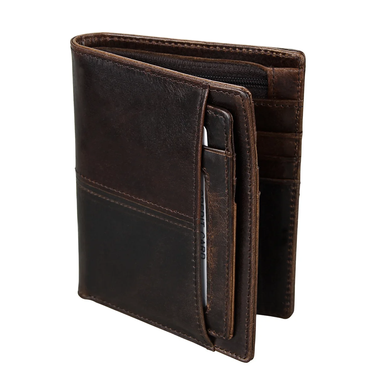 

Men Oil Wax Genuine Leather Wallet Small Clutch Money Bag Coin Pocket Handy Multi-Card Holder Male Cowhide Bifold Short Purse