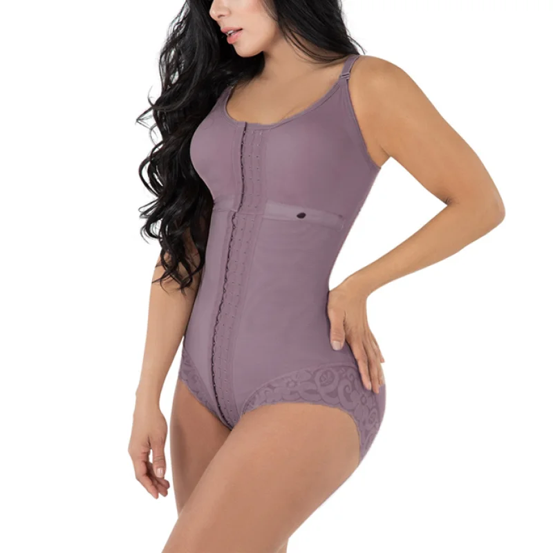 

High Compression Shapewear With Hook Shaper Adjustable Bra Slimming Bodysuit Women Lace