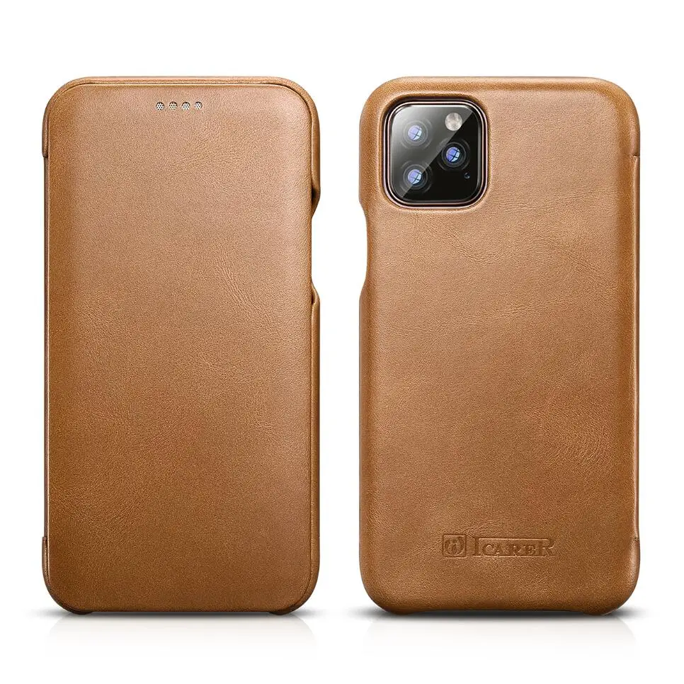 ICarer Роскошный чехол из натуральной кожи с откидной крышкой для iPhone 12 Pro Max 11 5 8 6 1 XS