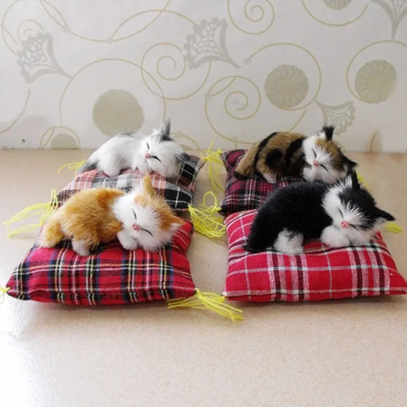 Kawaii ткань спящий котенок на мини подушка моделирование кошка кукла украшения