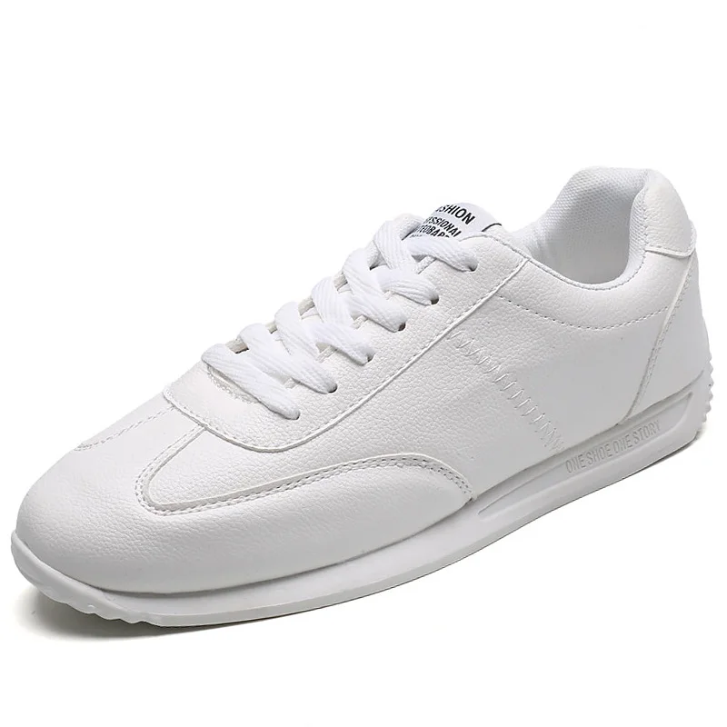 

White Leather Sneakers Boys Sport Vulcanized Shoes Men Comforthable Spring Sneakers Mens Casual Shoes