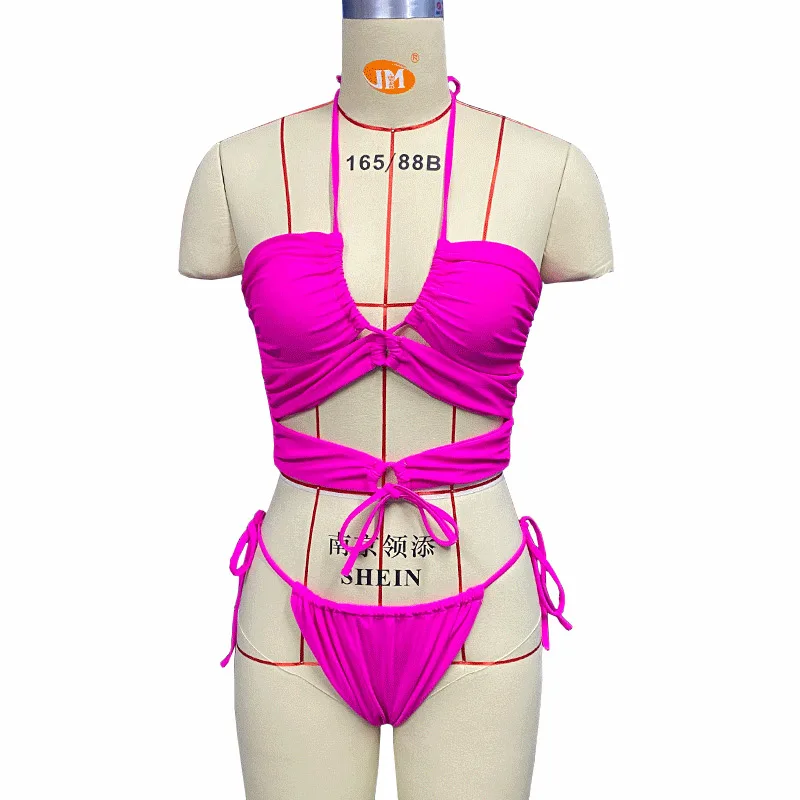 

Famaker Sexy Bikini 2021 Thong Swimsuit Women Swimwear Push Up Bikiqi Set Brazilian Bathing Suit Summer Beach Wear Swimming Suit