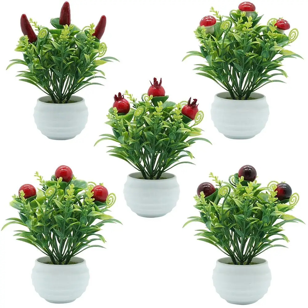 

Artificial Plants wit Pot Plastic Artificial Fruit Tree Plant Bonsai Artificial Potted Bonsai Artificial Small Trees Home Decor