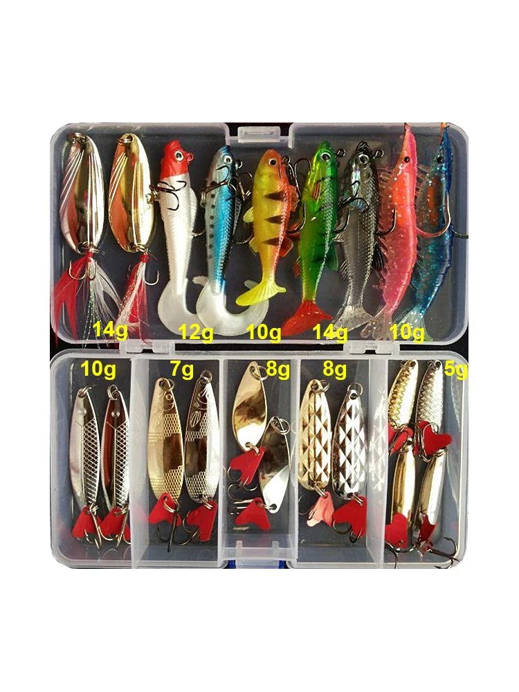 Hot Silver and Gold Brilliant Metal Jig Spoon Fishing Lure Set 10/20/25/35 PCS Sequin Kit Bait Fishing Tackle Winter Fishing