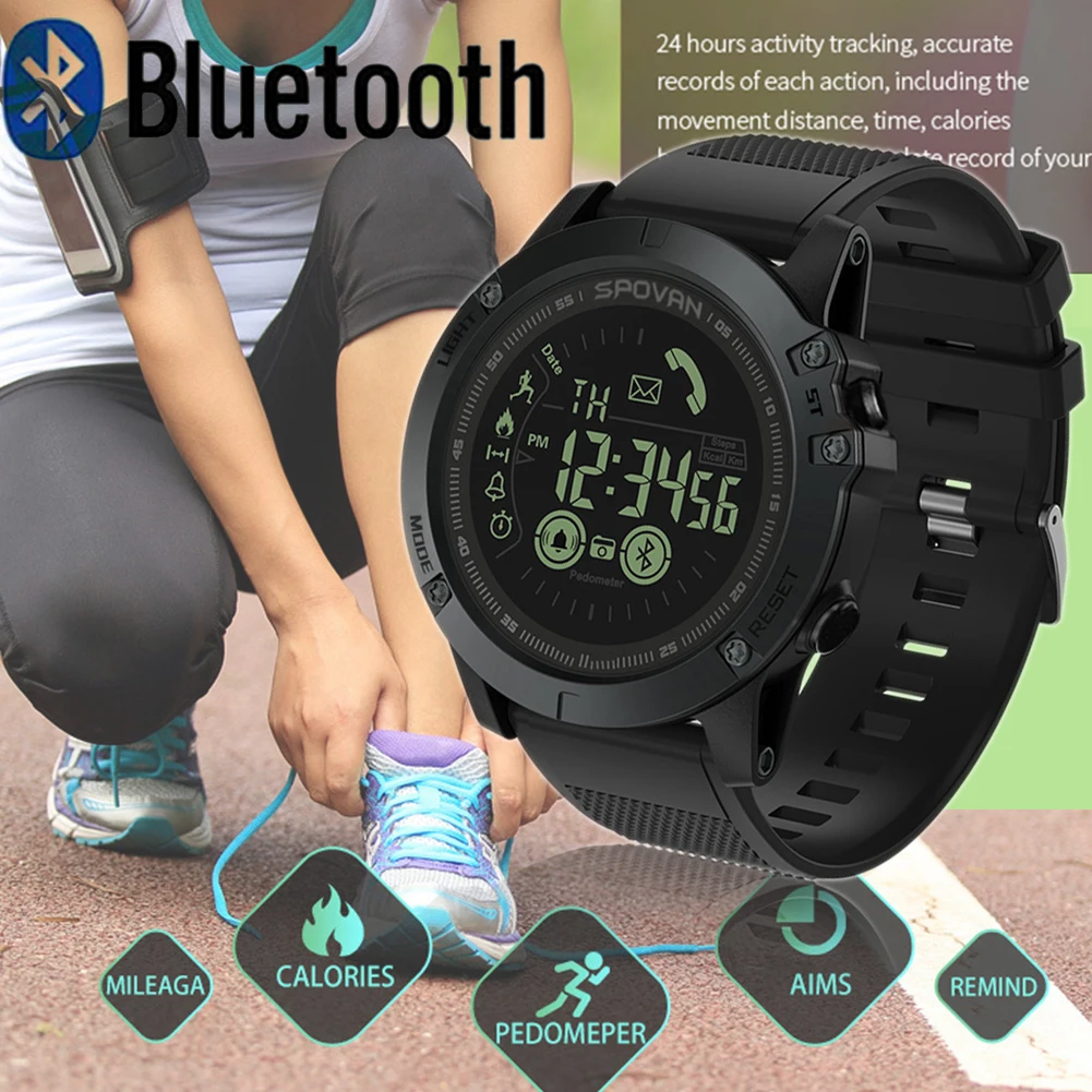 Мужские часы SPOVAN с Bluetooth модные спортивные водонепроницаемые