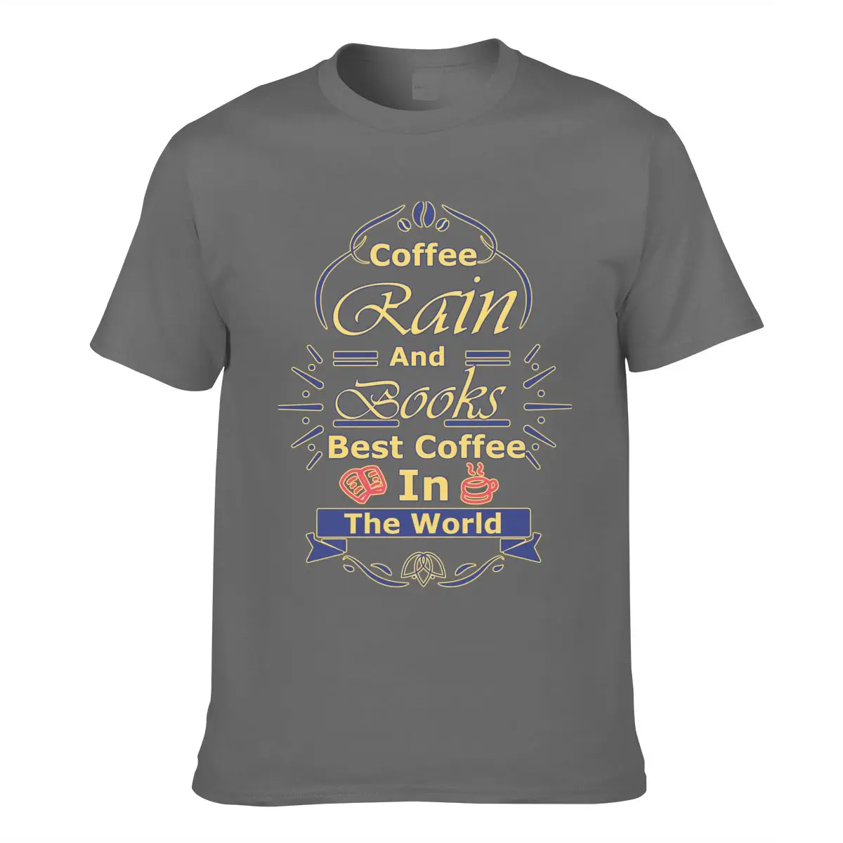 

Men tshirts Coffee Rain Pattern Cotton Soft Breathable Mens t shirts Top Casual Fashion Street Wear Men's Crew Neck Youth Fitted