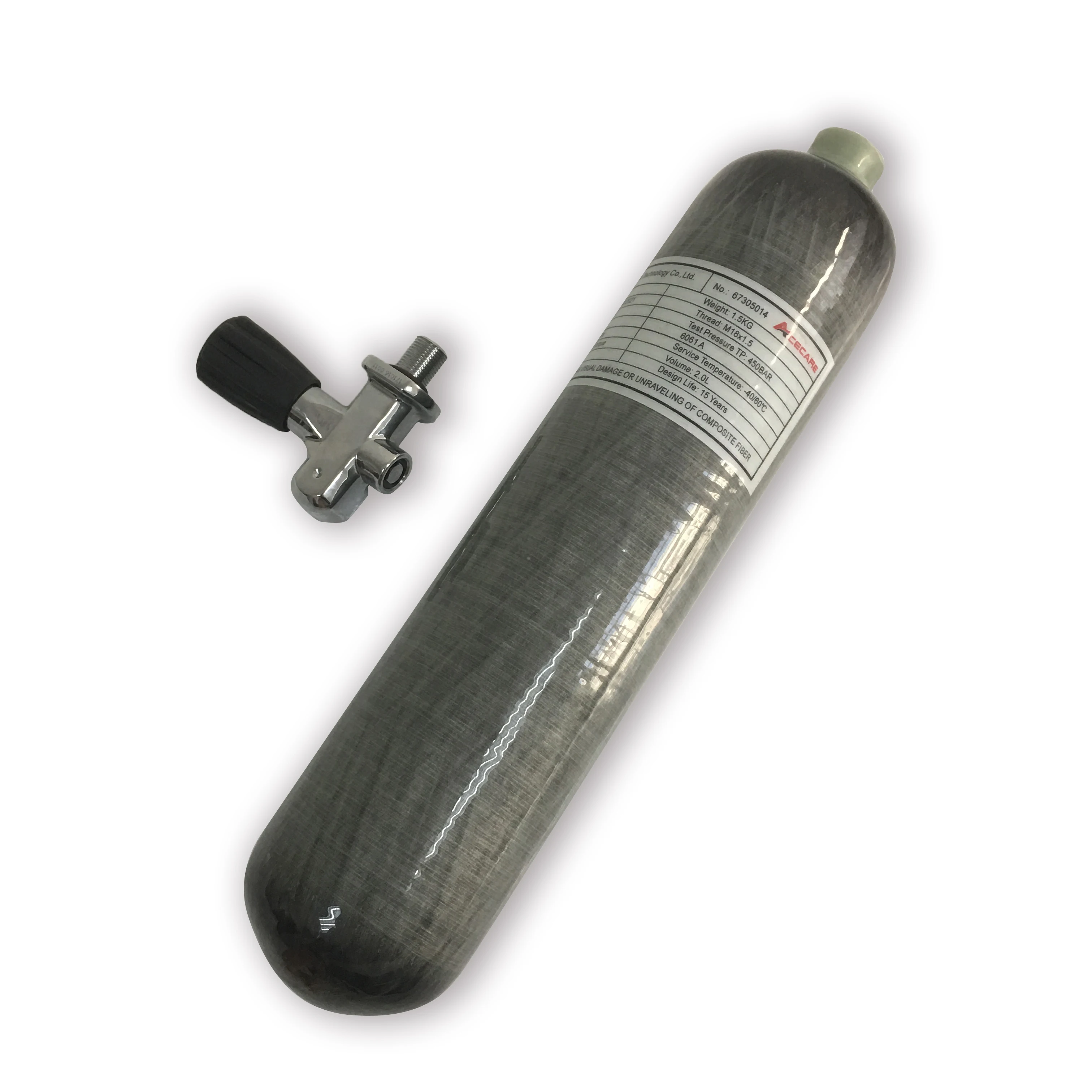 

AC10251 Acecare 2L CE HPA Compressed Air Tank 4500Psi Carbon Fiber Cylinder Paintball Airsoft Rifle With M18*1.5 Diving Valve