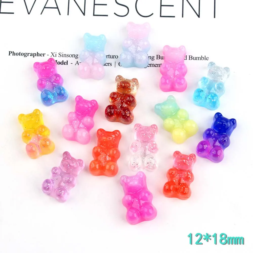 Bear Charms Resin Cabochons Glitter Gummy Candy Transparent Color Necklace Keychain Pendant DIY Making Accessories | Украшения и
