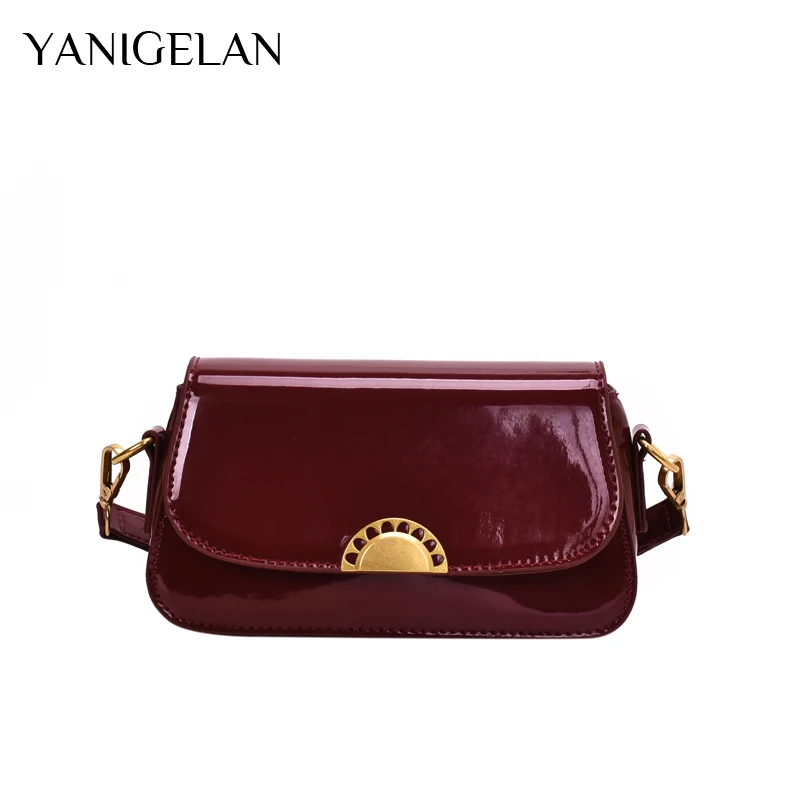 

YANIGELAN Fashion Patent Leather Crossbody Bags Women Elegant Vintage Messenger Pack New Luxury Designer Handbags Monedero Mujer