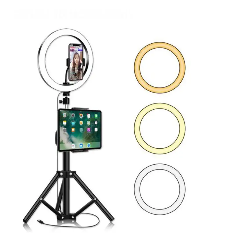 

10 inch LED Ring Light With Phone Tripod Stand Camera Photography Video Recording Selfie Ring Light with Tablet Holder for iPad
