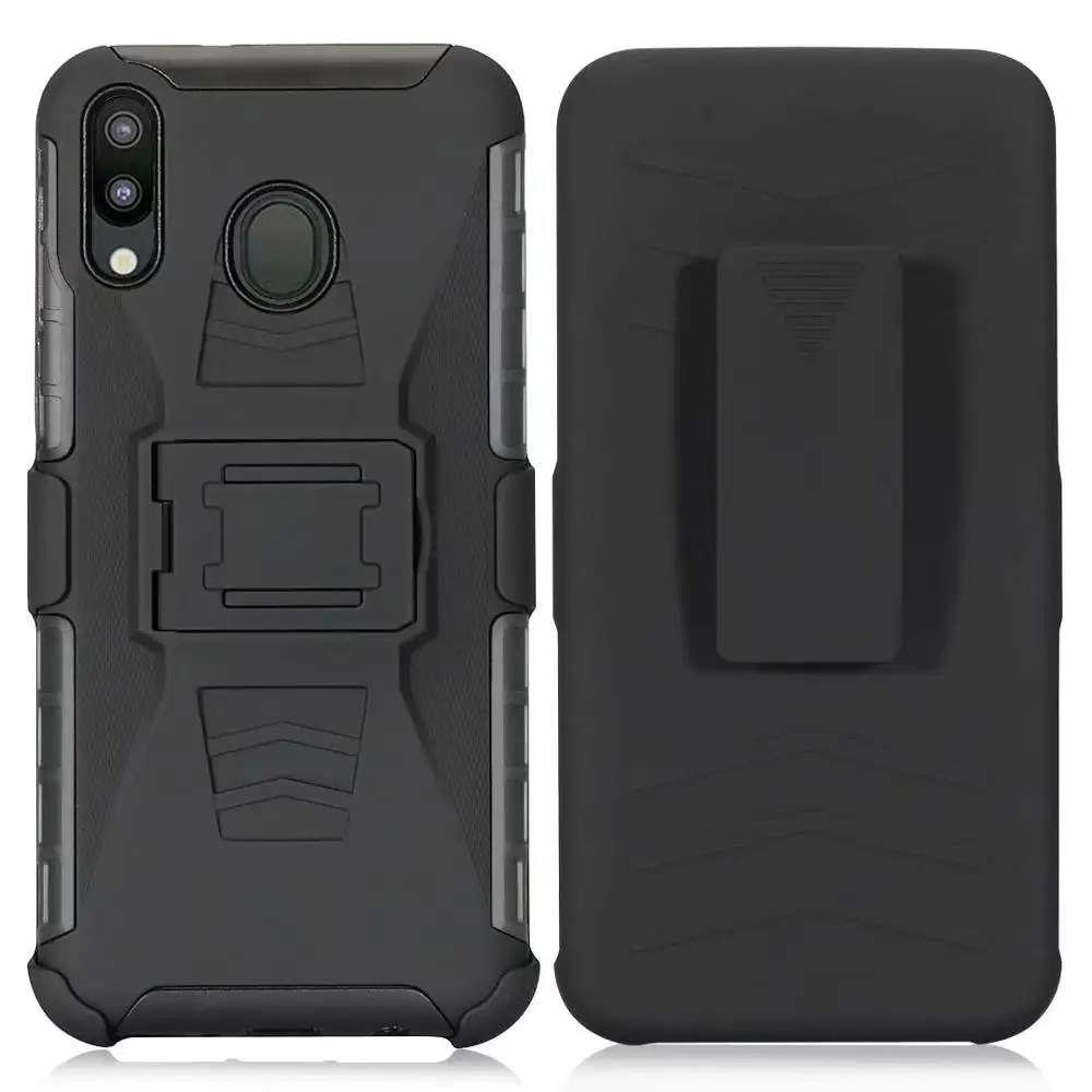 Черный Ударопрочный жесткий чехол-подставка с зажимом для ремня для Xiaomi Redmi Note 7 - Цвет: Черный