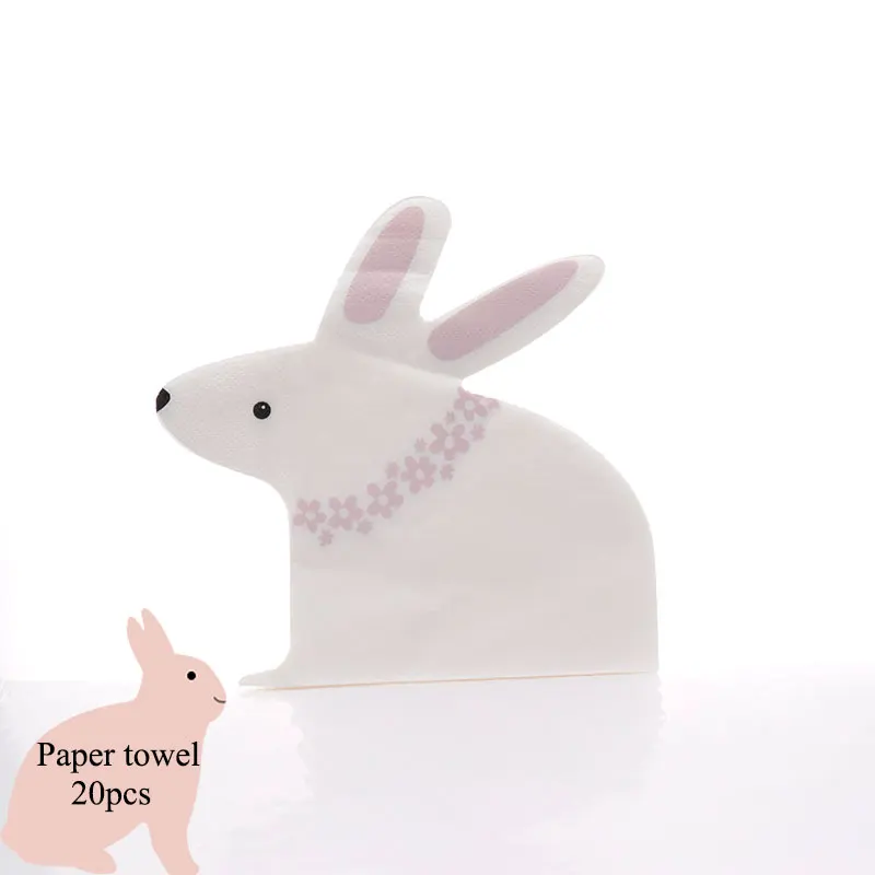 paper towel20pcs 8 шт./одноразовые бумажные десертные бумажные стаканчики с пасхальным Кроликом, вечерние принадлежности для торта, посуда для украшения детского дня рождения - Цвет: paper towel20pcs