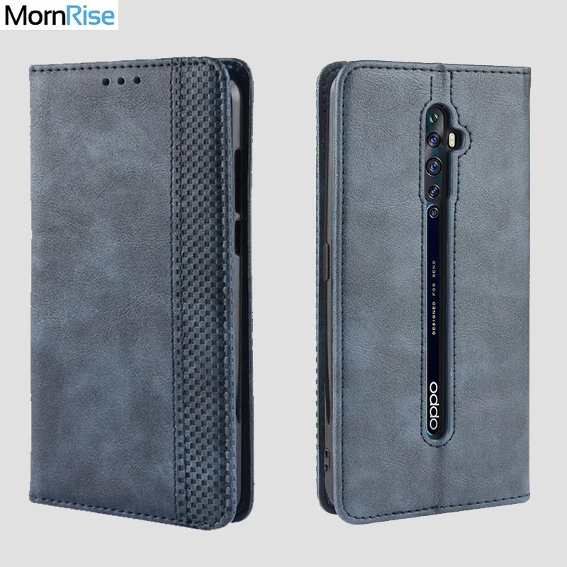 For OPPO Reno 2Z 2F Case Book Wallet Vintage Slim Magnetic Leather Flip Cover Card Stand Soft Cover Luxury Mobile Phone Bags