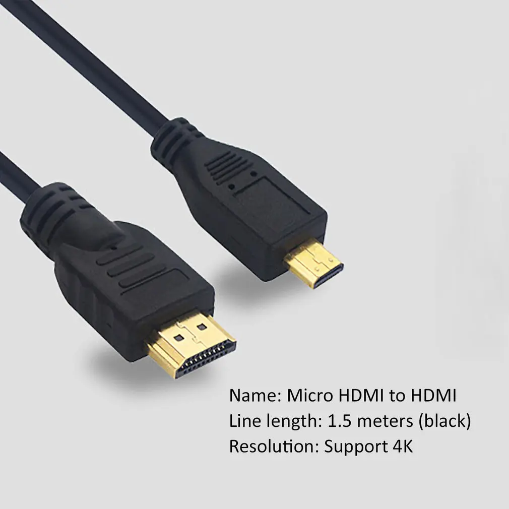 Black Micro HDMI To Cable 1.5M 4K for Raspberry Pi 4 Model B Adaptor | Электроника