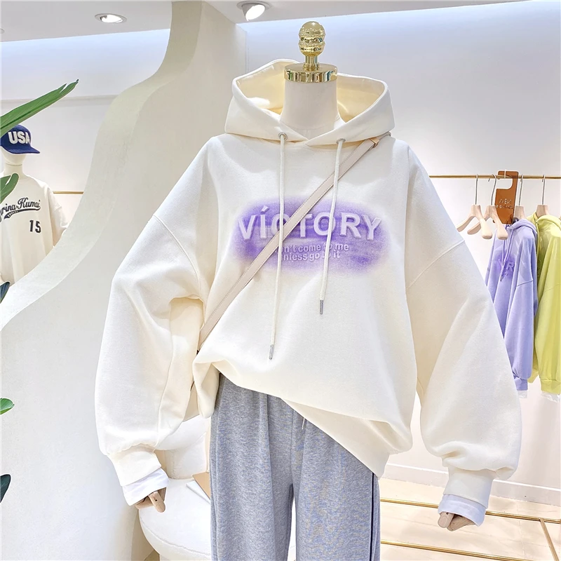 

Classic 3D Print Casual Hoodie Coats Women Long Sleeve Ultra Soft Simple Oversized Leisure Hooded Sweatshirt Beige