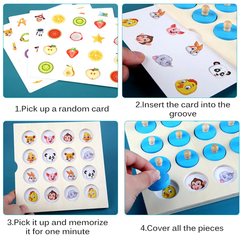 

Memory Chess Game Montessori 3D Mini Wooden Puzzle Board Logic Toy Interaction Early Learning Educational Toys For Children Kids