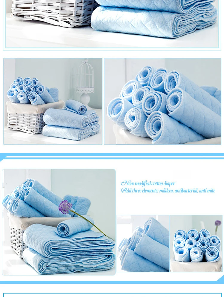 [usurpon] 5 pcs Cotton Insert Reusable Colored Baby Fitted Diaper Insert ECO Cotton Absorbent Newborn Diaper Insert