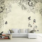 3D Роспись на заказ, настенная бумага в восточном стиле, ручная роспись, цветы и бабочки, настенная бумага для спальни, роскошное украшение на стену, фреска