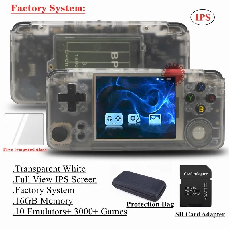 HEYNOW rs97 Plus двойная система Ретро игровая консоль 30+ эмуляторы ips экран портативный игровой плеер 360 градусов контроллер - Цвет: White Factory OS