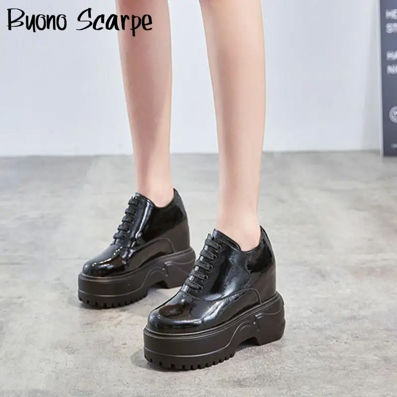 

High Platform Women Sneakers Split Leather High Top Sneakers Women 2020 Lace Up Designer Shoes Platform Sneakers Chunky Shoes