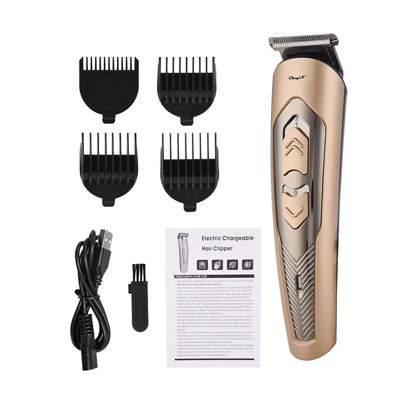 

Professional Electric Hair Clipper Rechargeable Hair Trimmer Cutting Machine with 4 Length Limit Combs Haircut Beard For Men 44
