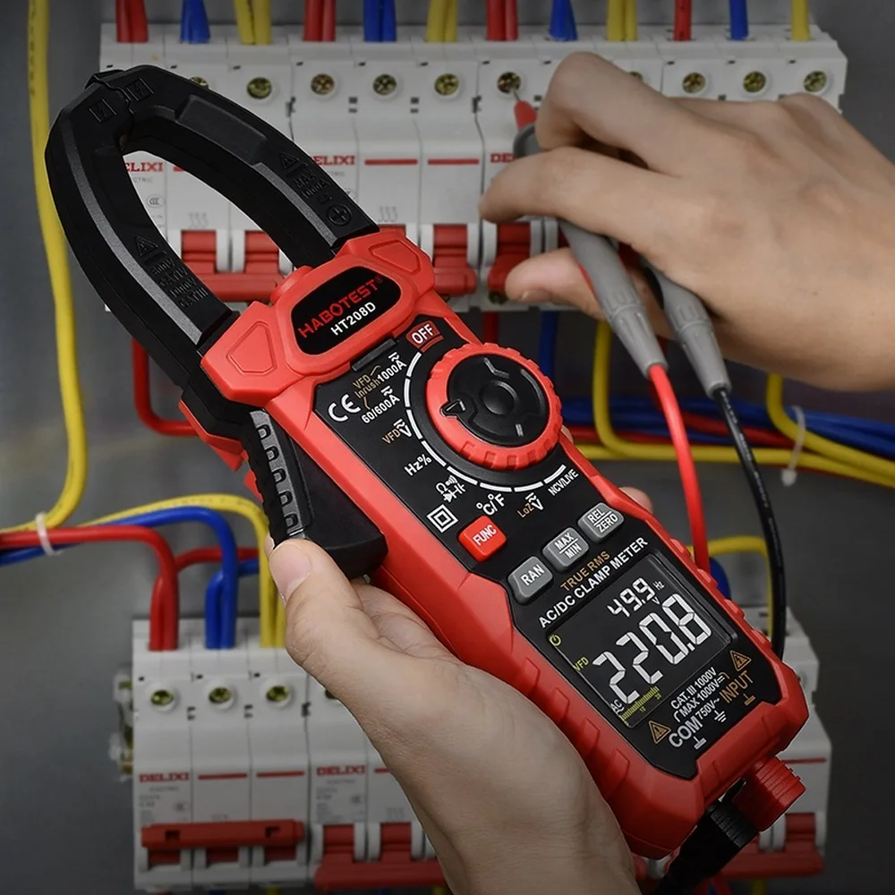 

HABOTEST HT208D/HT208A AC/DC Digital Clamp Meter True-RMS Multimeter Anto-Ranging Multi Tester Current Clamp with Amp Volt Ohm