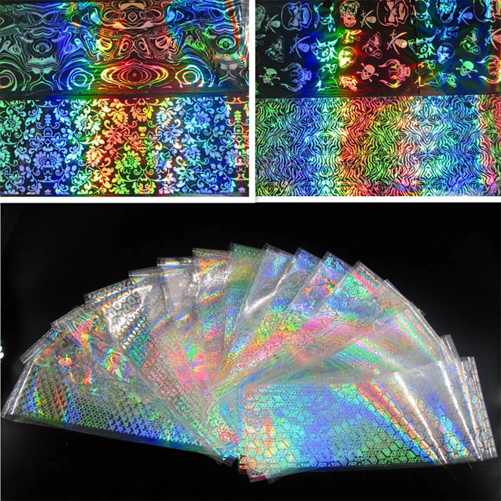 Фольга для дизайна ногтей Прозрачная серебряные золотые цветы кружевной дизайн