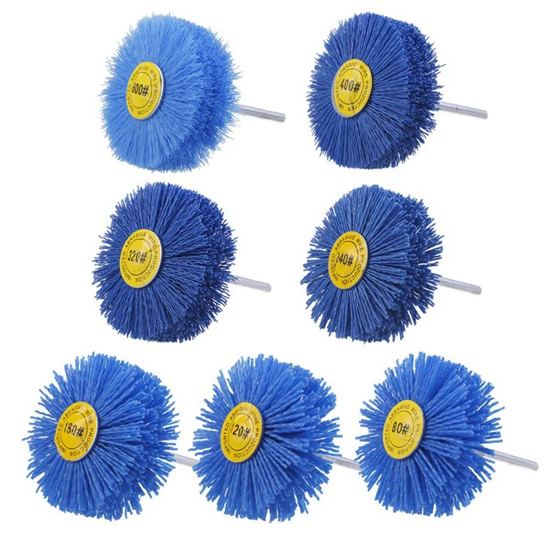 

7 Pack Abrasive Nylon Wheel Brush Grinding Head with 1/4inch Shank, Grit Perfect for Removal of Rust/Corrosion/Paint