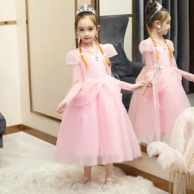 Для девочек Платье Золушки маскарадные костюмы костюм Детская футболка с