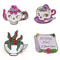 skull enamel pins badges brooches for women colored cups anime badges enamel brooch pin on backpack gothic style badges art pins