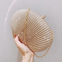 luxury diamonds sequins shell clutch bag designer clip chain women shoulder bags gold silver lady evening bag small party purse