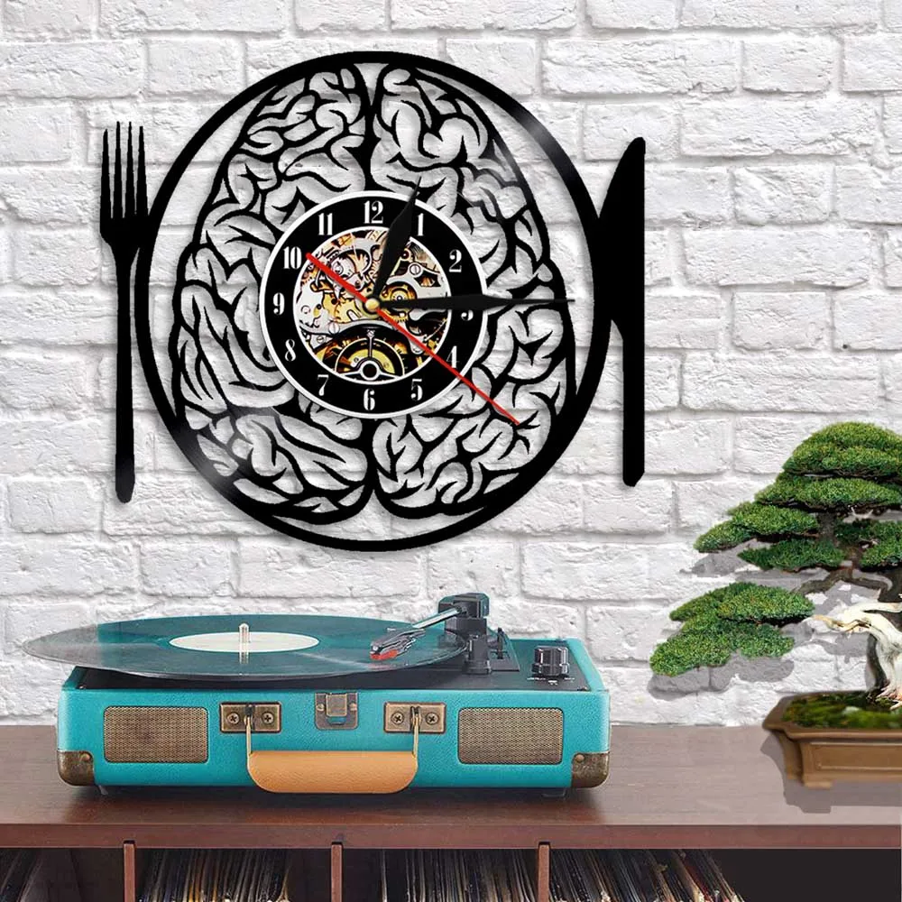 Настенные часы с вилкой не съешь мой мозг винтажные светодиодные настенные