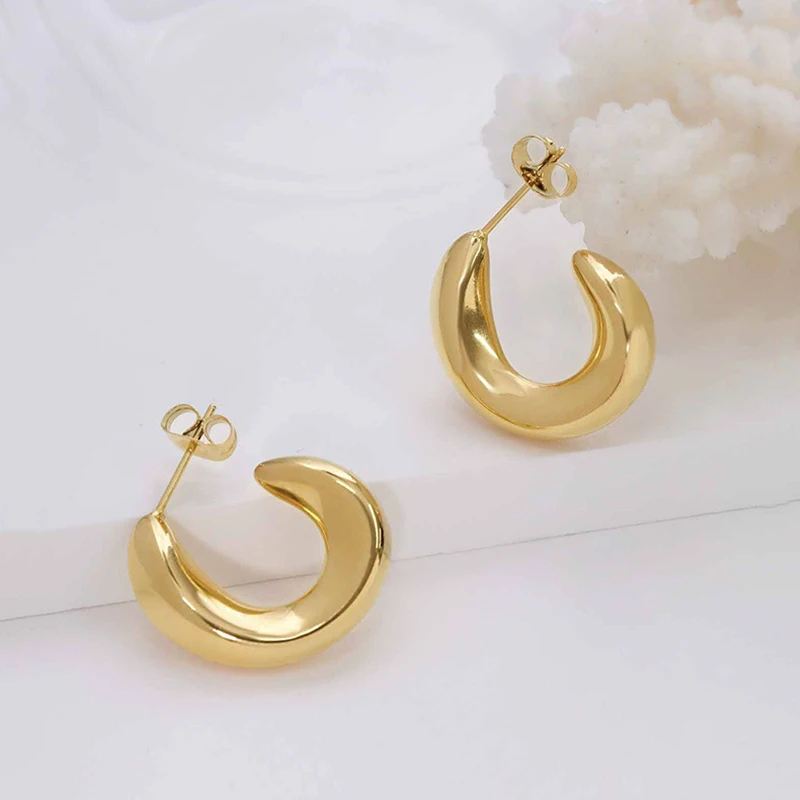 

Unique High-quality Metal Earrings for Women Curved Hook Geometric Earrings 2021 Trend New Luxury Jewelry