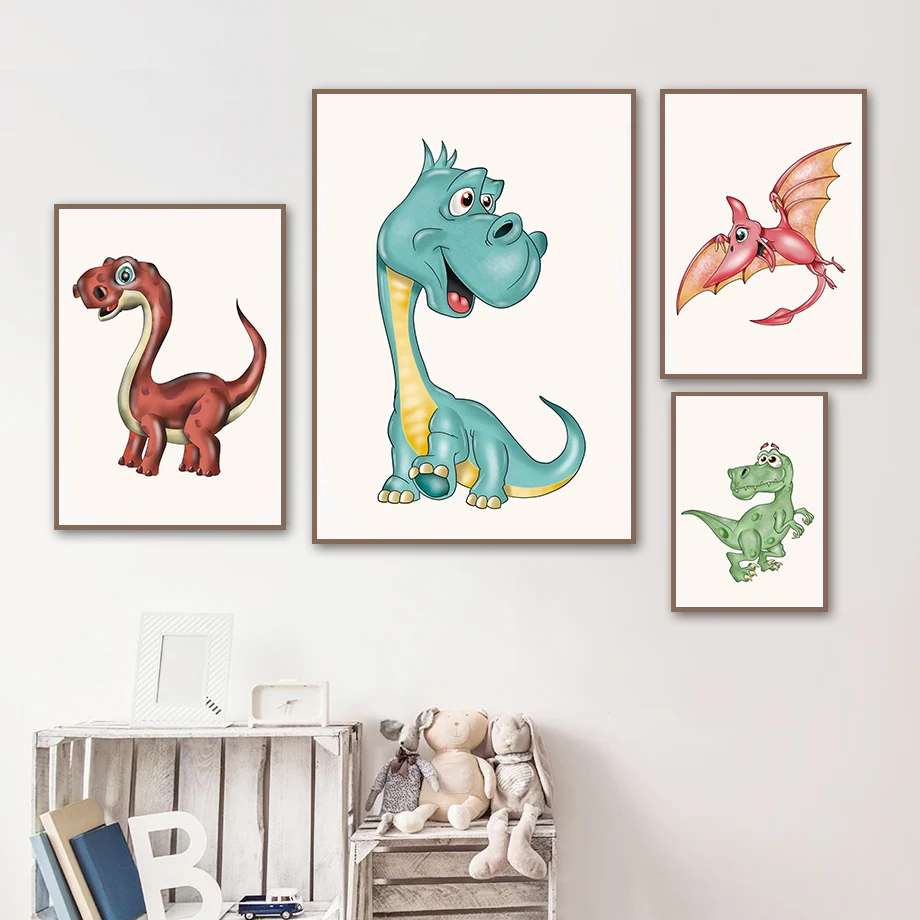 

Cute Dinosaur Triceratops Tyrannosaurus Nursery Nordic Posters And Prints Wall Art Canvas Painting Wall Pictures Kids Room Decor