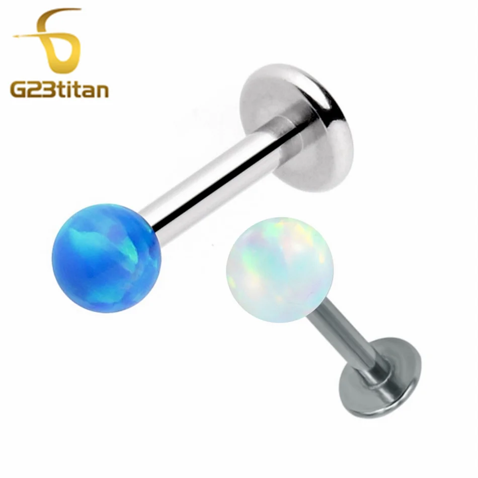 

Amazing 3mm Opal Stone Labret Stud Ring for Lip Medusa Ear Cartilage Helix Tragus Earring Titanium Piercing 16G Body Jewelry