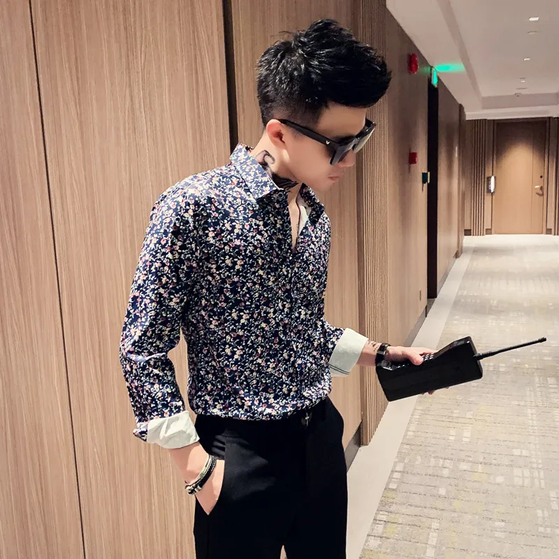 Новинка 2019 Мужская Осенняя облегающая Повседневная рубашка с длинными рукавами